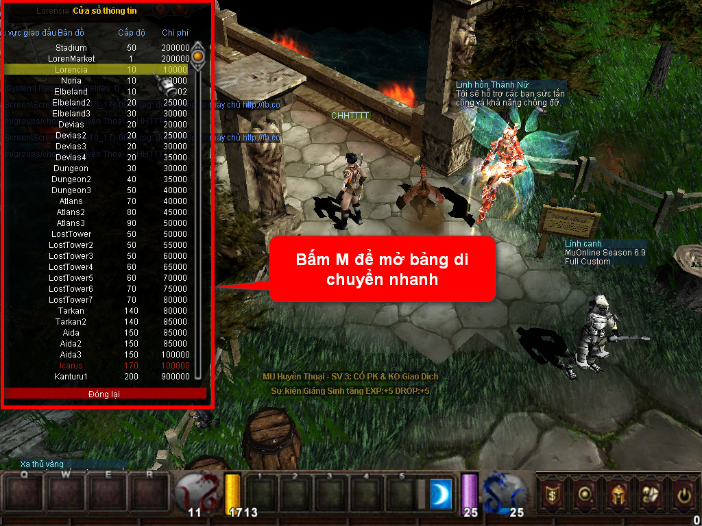 Chức năng chính của Game MU Thiên Tân Chức năng chính của Game MU Thiên Tân